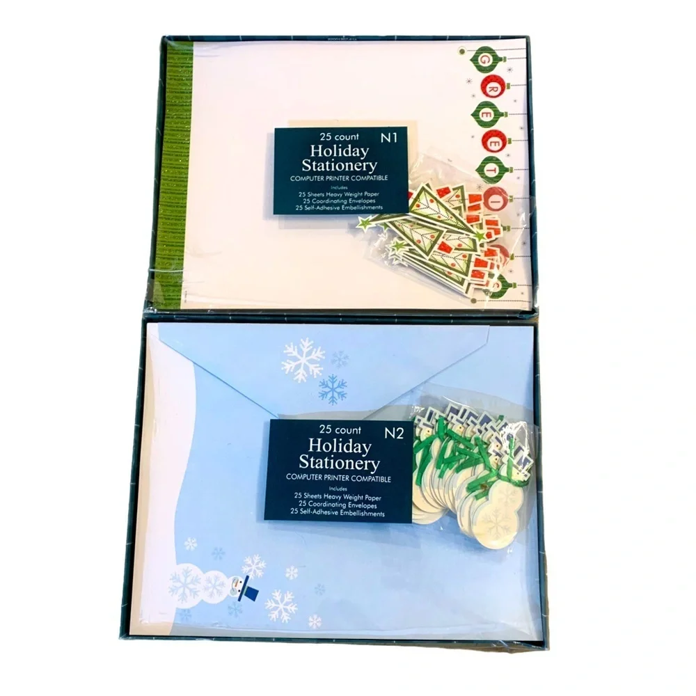 Holiday Christmas Winter New Year’s Stationary Set Two Packs New 25 Piece